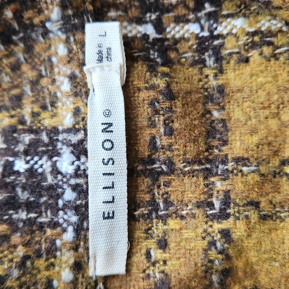 Ellison Mustard Brushed Plaid Utility Jacket L NWOT - Picture 2 of 7